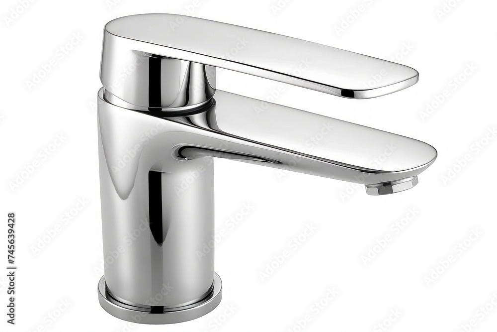 Chrome kitchen water mixer tap with a modern design isolated on white Chrome kitchen water mixer tap with a modern design isolated on white