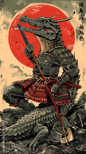 Crocodile Samurai Illustration