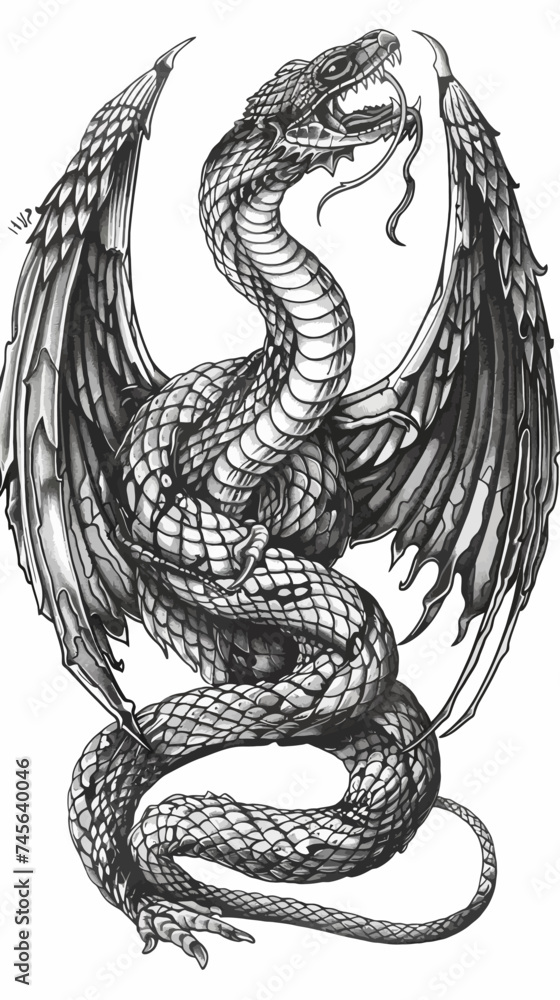 Snake with WIngs Illustration Snake with WIngs Illustration