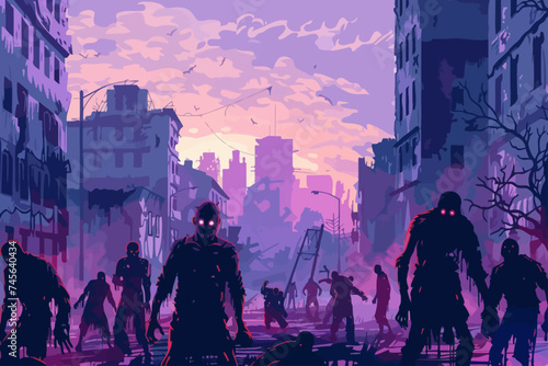 Silhouette Zombies in the City
