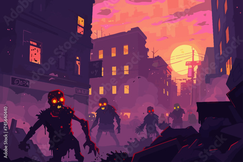 Silhouette Zombies in the City