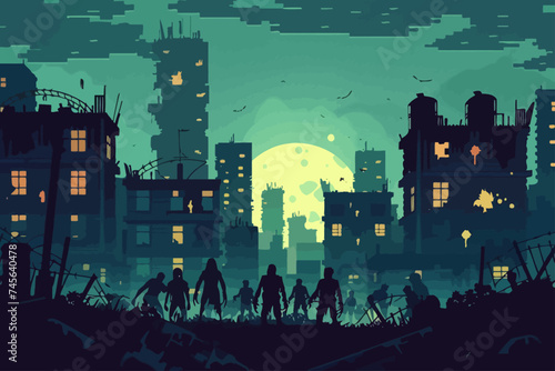 Silhouette Zombies in the City