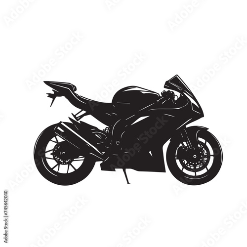 Silhouette of a sleek motorcycle isolated on white background © Furqan