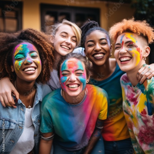 Stock image of LGBTQ youth expressing their creativity and individuality through art and expression Generative AI