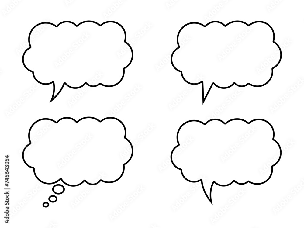Thought bubble line icon. Speech or think bubble, empty communication cloud. Set of vector design elements. Editable stroke. Thought bubble line icon. Speech or think bubble, empty communication cloud. Set of vector design elements. Editable stroke.