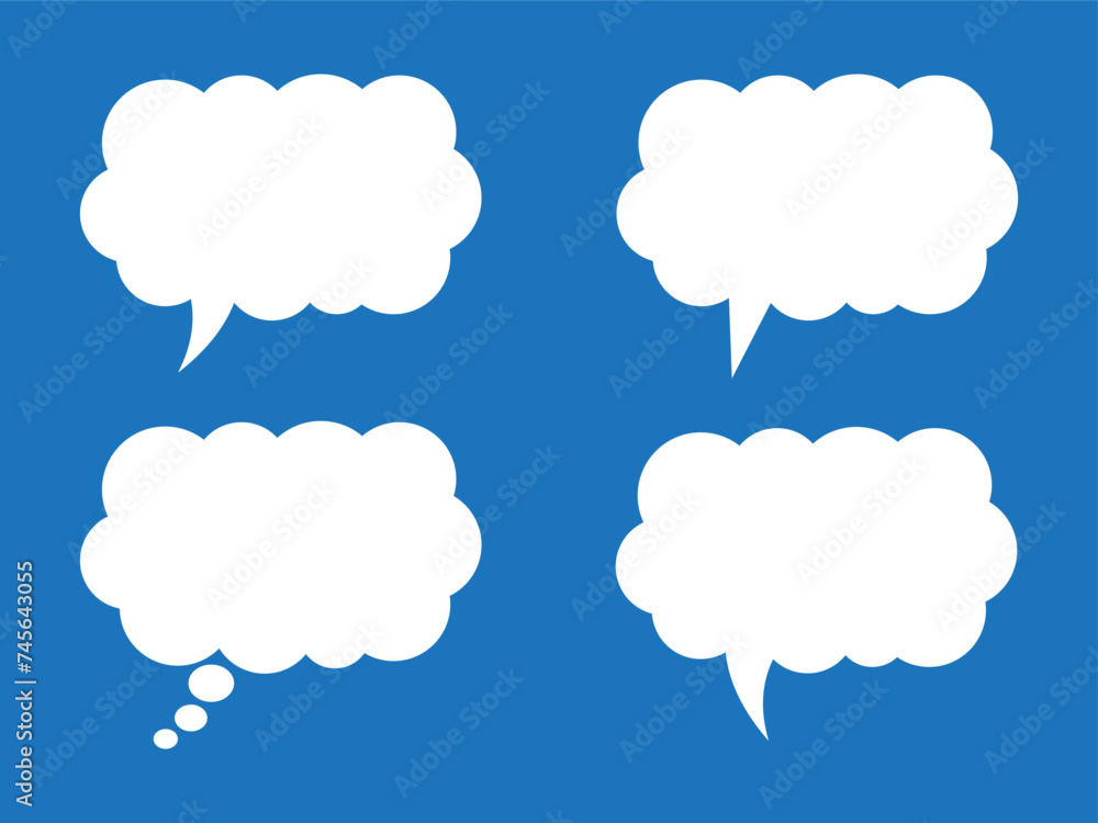 Thought bubble icon, thinking cloud vector icon for apps and websites. Set of speech bubbles. Speak bubble text, cartoon chatting box, message box. Thought bubble icon, thinking cloud vector icon for apps and websites. Set of speech bubbles. Speak bubble text, cartoon chatting box, message box.