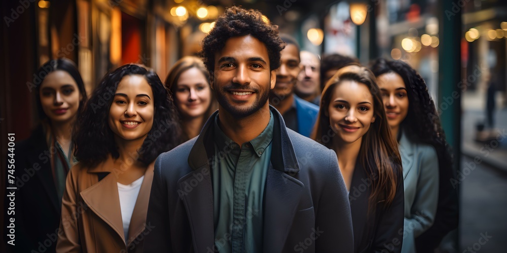 A diverse group excitedly anticipating an event or photo opportunity. Concept Group Portrait, Happy Faces, Excitement, Diverse People, Anticipation A diverse group excitedly anticipating an event or photo opportunity. Concept Group Portrait, Happy Faces, Excitement, Diverse People, Anticipation