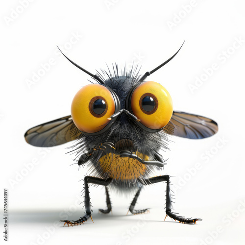 3d fly character on white background