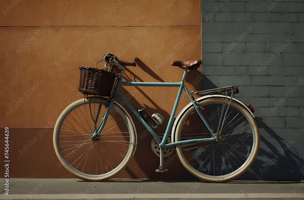 Leaning Against Time: A Vintage Bicycle’s Tale in the City, generative AI