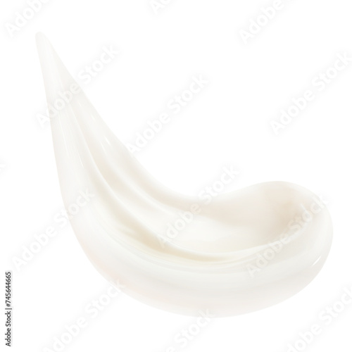 Levitation of a smear of cream isolated on a transparent background.