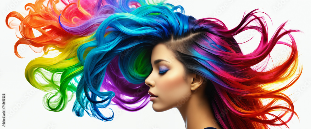 Portrait of a girl with colorful hair