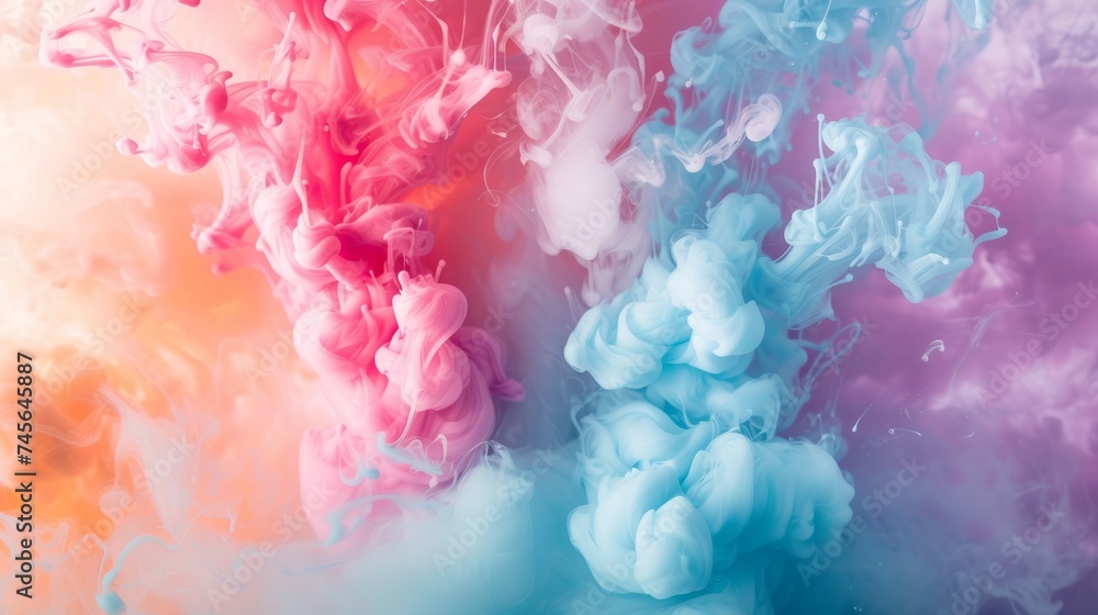 Fototapeta premium Pastel light colors smokey splash paint. Background of websites. Banner and copy space.