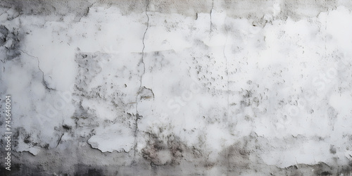 Old weathered concrete wall background with cracked plaster and white paint texture