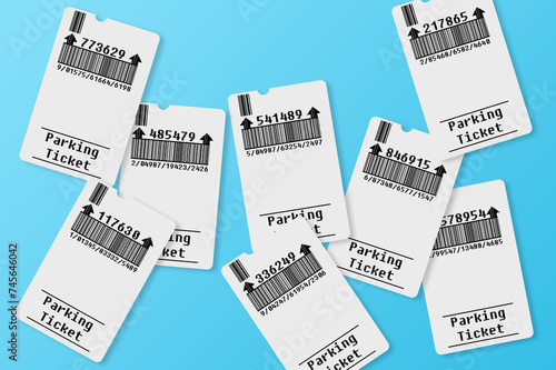 Ticket for parking area concept image - Bar code and code numbers are completely made up photo