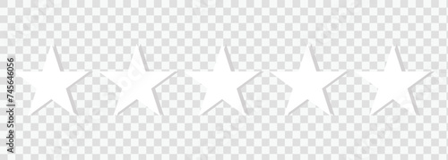 Star icon collection. Star vector icons set with shadow. White stars different shapes isolated on transparent background. Stars in modern flat style. Vector design element.