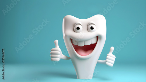 smiling cartoon tooth character giving thumbs up