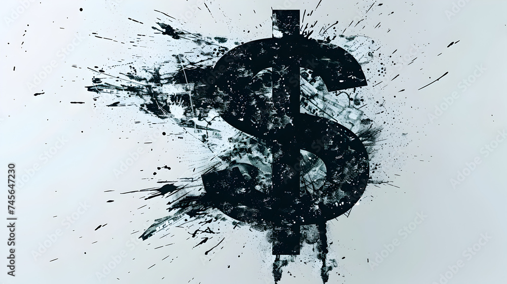 dollar symbol in water Generate an isolated image of the US dollar symbol ($) on a white background." - obrazy, fototapety, plakaty 