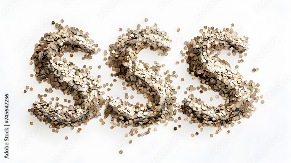 Generate an isolated image of the US dollar symbol ($) on a white background. Generate an isolated image of the US dollar symbol ($) on a white background.