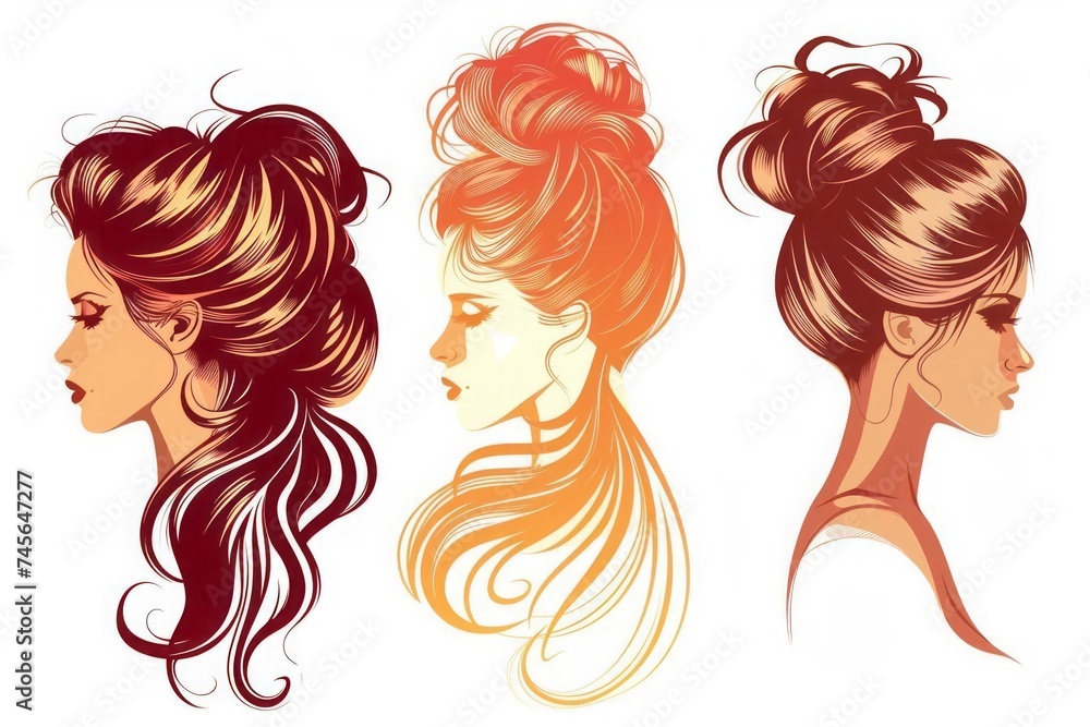 Hairstyle ideas suitable for healthy hair. Silhouettes of simple and stylish hairstyles. The beauty of well-groomed hair.