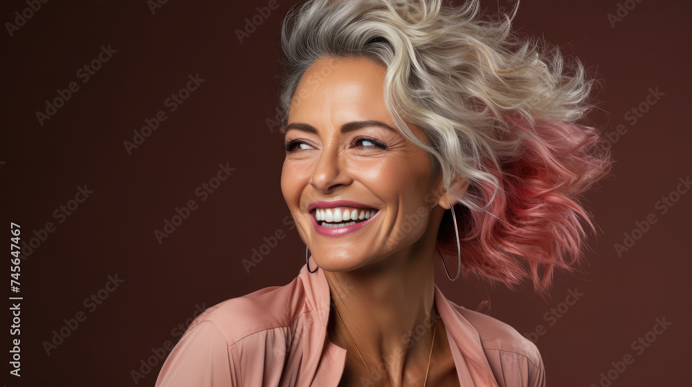 Beautiful happy gorgeous woman lady, 50s, beautiful senior older middle aged, generative AI Beautiful happy gorgeous woman lady, 50s, beautiful senior older middle aged, generative AI