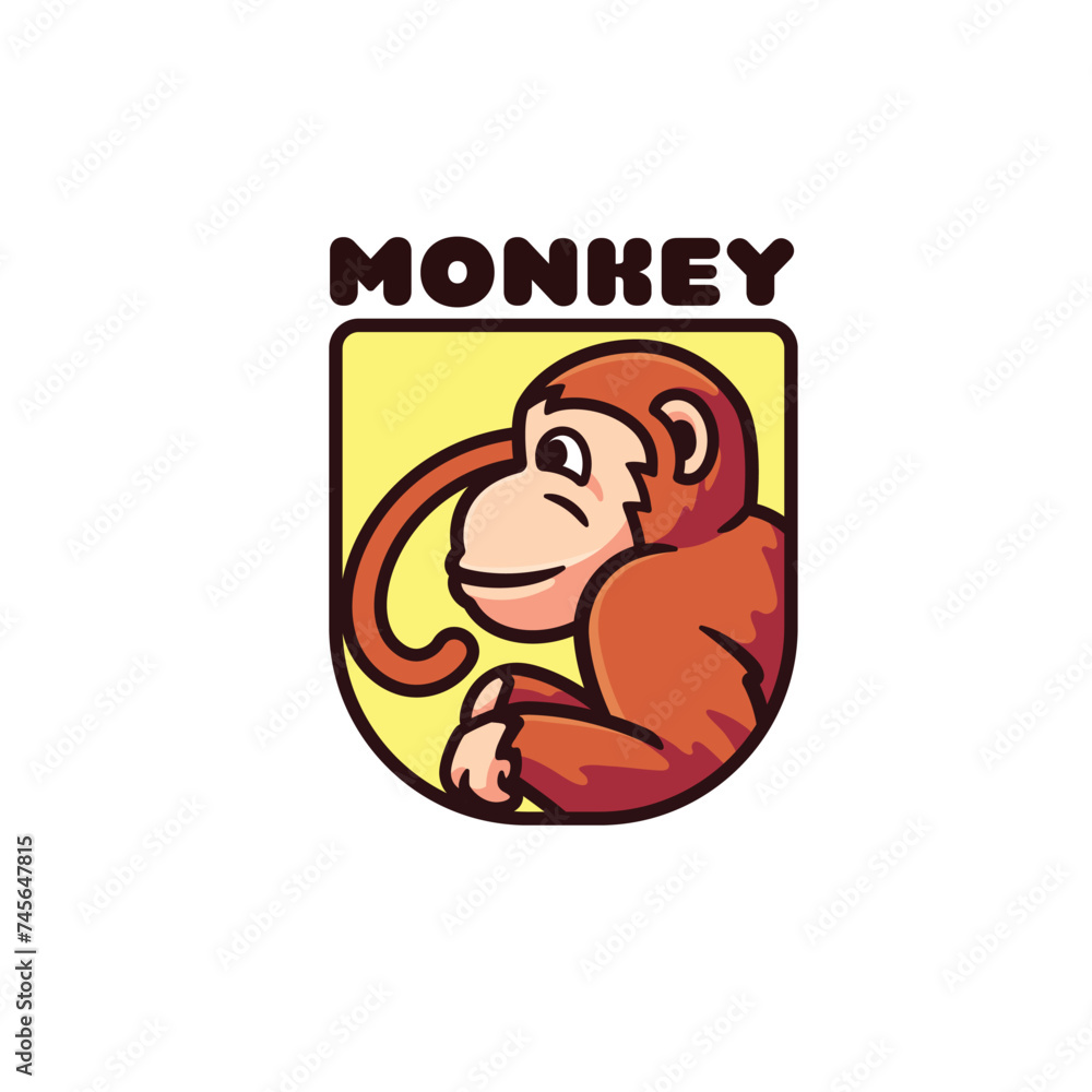 Monkey mascot cartoon character logo design