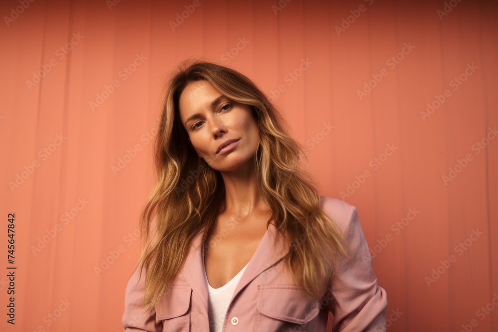 Portrait of a beautiful young woman. Studio shot over pink background. Portrait of a beautiful young woman. Studio shot over pink background.