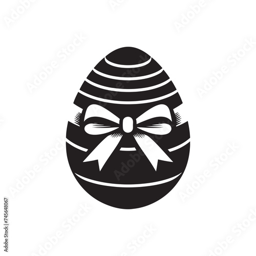 Stylish Black Silhouette of Egg with Ribbon: Great for Easter Crafts, Designs, Cards, and Decorative Projects.