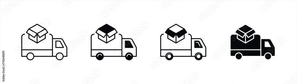delivery truck icon set. courier icon. service truck & road transport icon symbol. vector illustration delivery truck icon set. courier icon. service truck & road transport icon symbol. vector illustration
