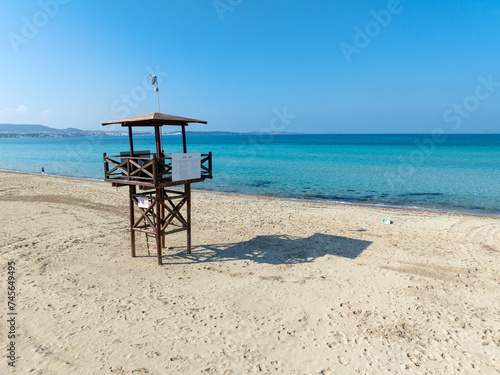 Lifeguard kiosk on Ilica beach in Cesme  Izmir province  Turkey 