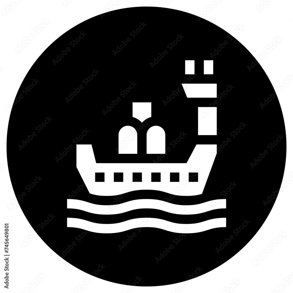 Drilling Boat Vector Icon Design Illustration