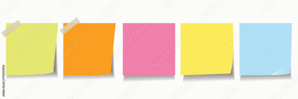 Realistic blank sticky notes isolated on white background. Colorful ...