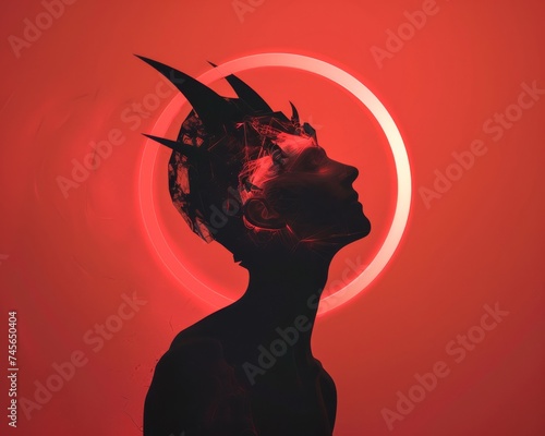 Hells angular halo Devil crowned with sharp geometry