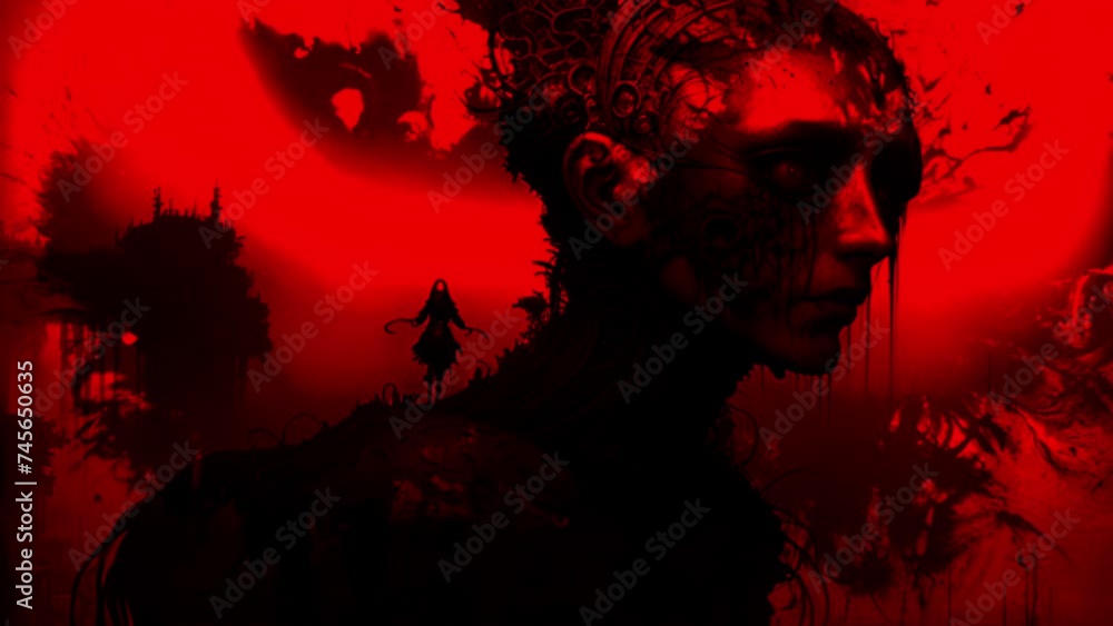 Mysterious Woman in Red Gothic Fantasy Artwork Mysterious Woman in Red Gothic Fantasy Artwork