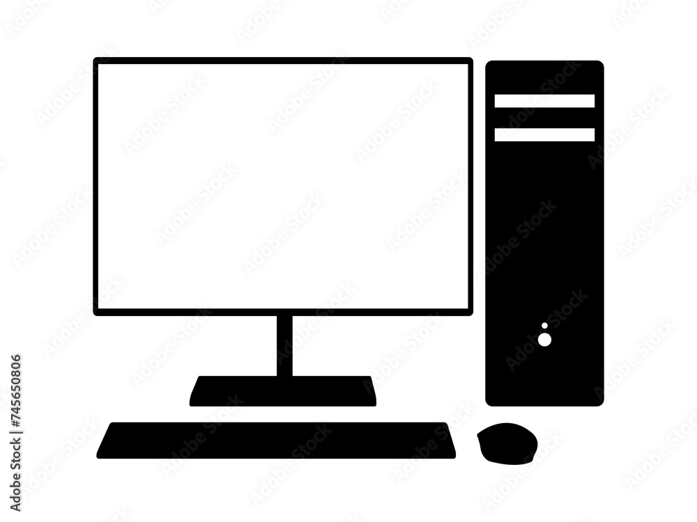 Computer icon vector. Computer vector design and illustration. Computer silhouette isolated white background Computer icon vector. Computer vector design and illustration. Computer silhouette isolated white background