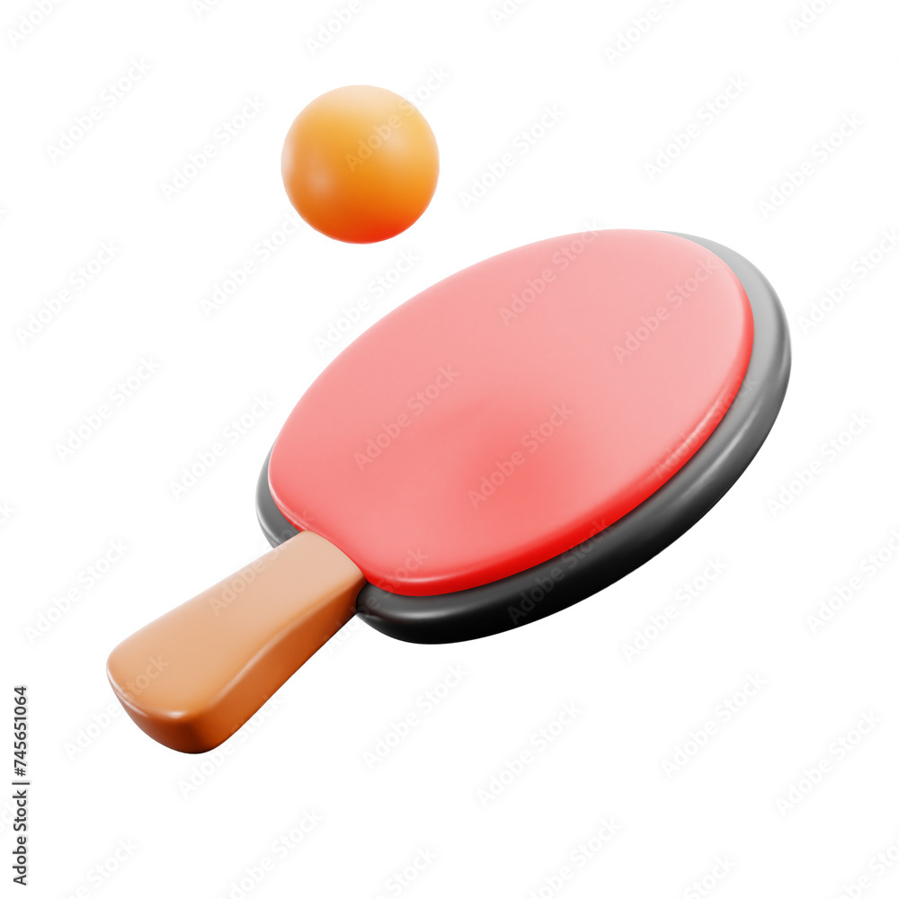 3d Table Tennis Racket with Ball. 3D Ping-pong bat. Sport and Game competition concept. 3D render Cartoon Style 3d Table Tennis Racket with Ball. 3D Ping-pong bat. Sport and Game competition concept. 3D render Cartoon Style