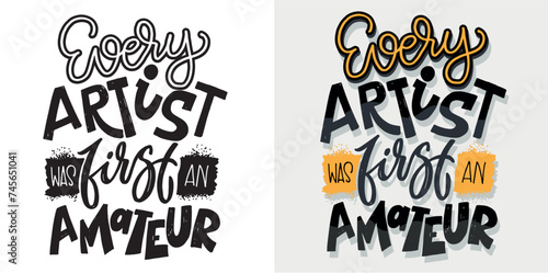 Set with hand drawn lettering quotes in modern calligraphy style. Slogans for print and poster design. Vector. T-shirt design, lettering quote.