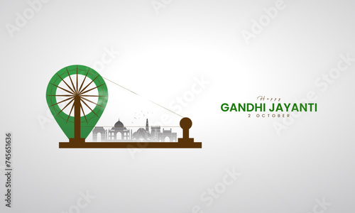 Happy Gandhi Jayanti.Gandhi's eyeglasses with the Indian flag. 3D Illustration