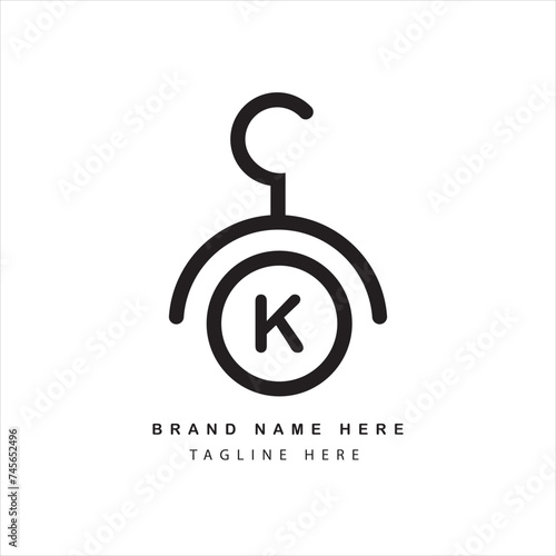 Letter k with cloth hanger logo design 