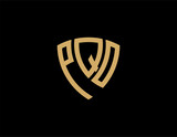 PQO creative letter shield logo design vector icon illustration
