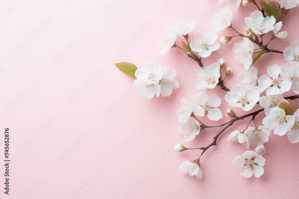 Delicate sakura blossoms on vibrant pink background - perfect for greeting cards and banners