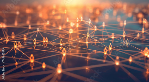 Group, people and crowd connected to wifi internet, big data and smart city. Silhouette, businesspeople and public network lines for communication, futuristic connection and marketing strategy