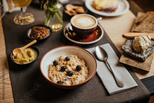 brakfast with oatmeal in elegant mood