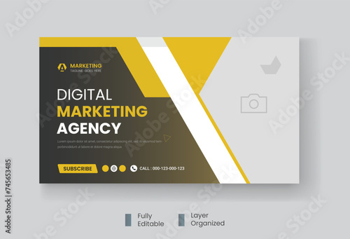 Corporate business and digital marketing youtube thumbnail or web banner template