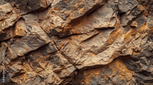 Textured with dark rock patterns, the background displays a rough mountain surface in shades of deep brown.