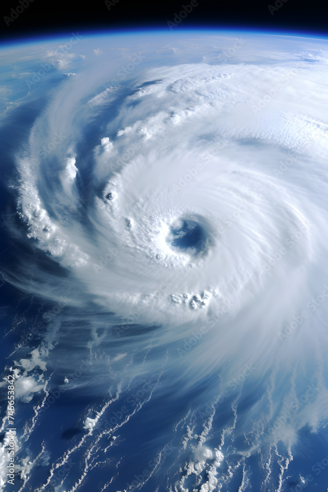 The Fury of Nature: Aerial View of a Potent Oceanic Hurricane