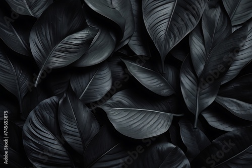 Tropical monstera leaves in dark tone. 