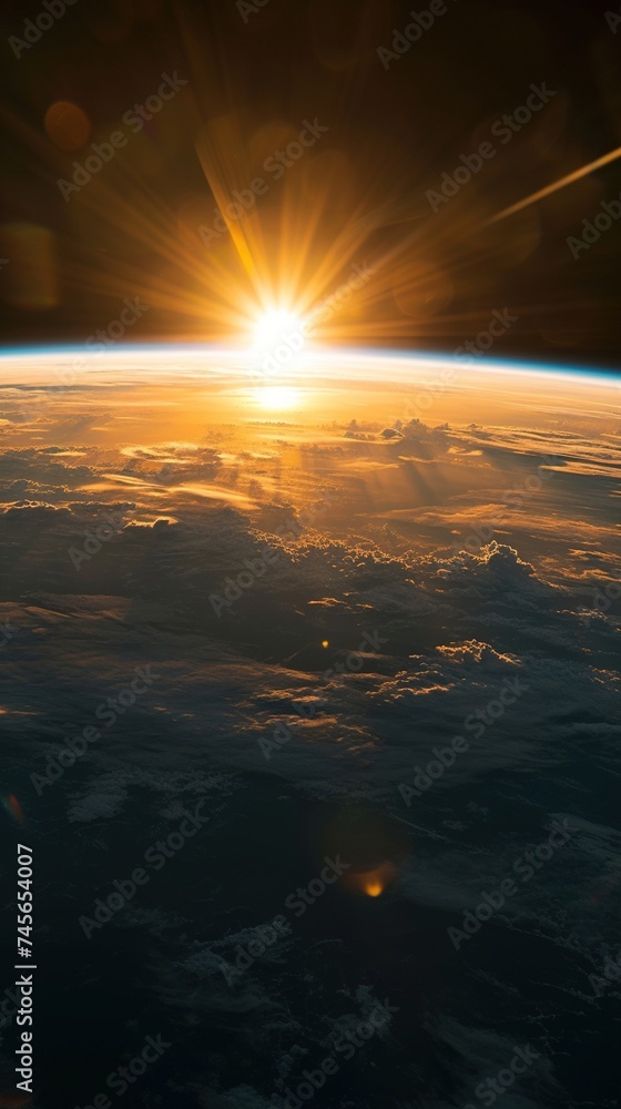 A Sunset View From the Space Focusing on the Golden Hour