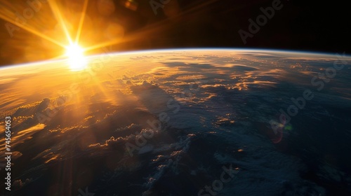 A Sunset View From the Space Focusing on the Golden Hour