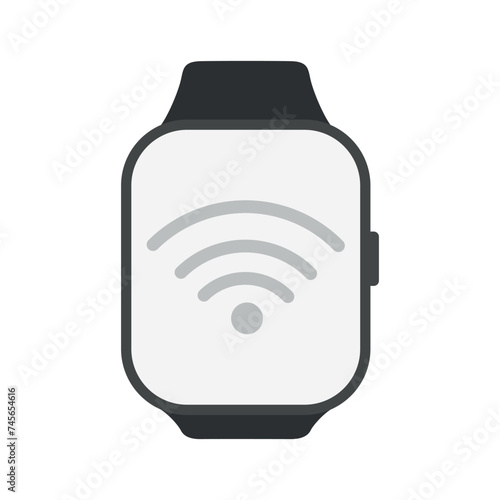 Rectangle smart watch screen with wifi icon. Vector illustration.