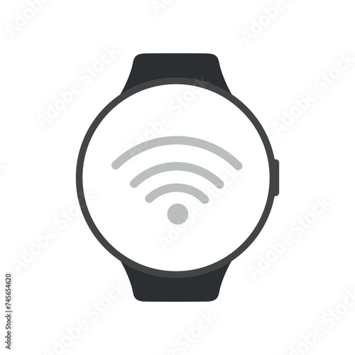Smart watch with circle screen with wifi icon. Vector illustration